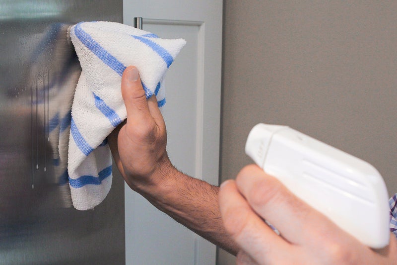 VIKING Bulk Edgeless Microfiber Cleaning Cloths, White and Blue Stripe, 50 Pack - Image 5